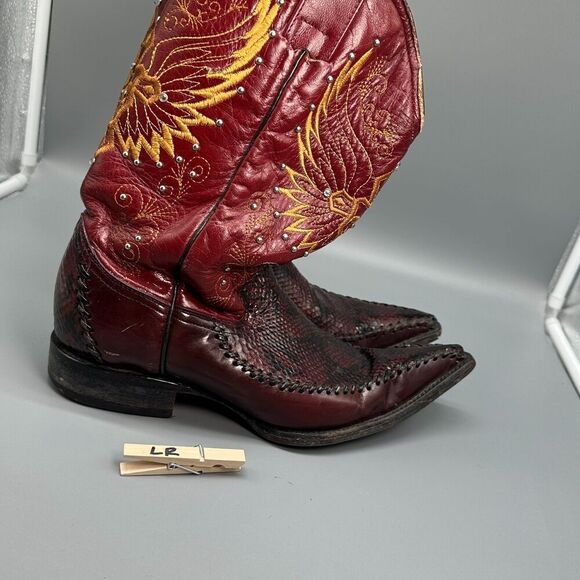 Vintage El General Men\'s 8 Burgundy Western Boots Embroidered Snip Toe Cowboy main image 5
